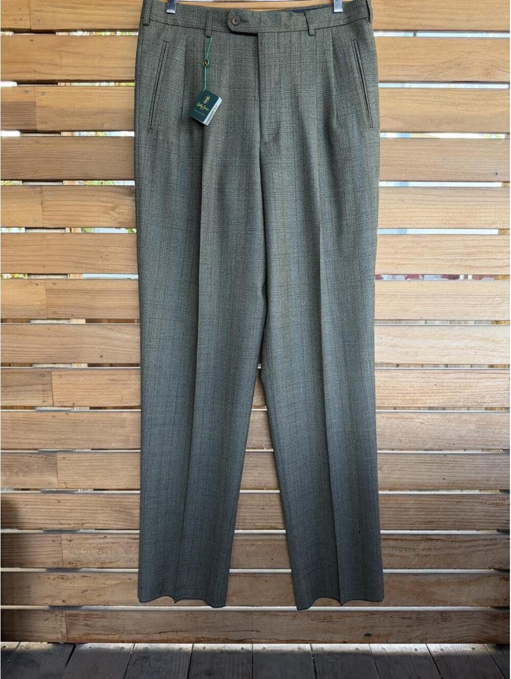 Vintage Bobby Jones 100% Pure wool checkered pleated trousers size 34